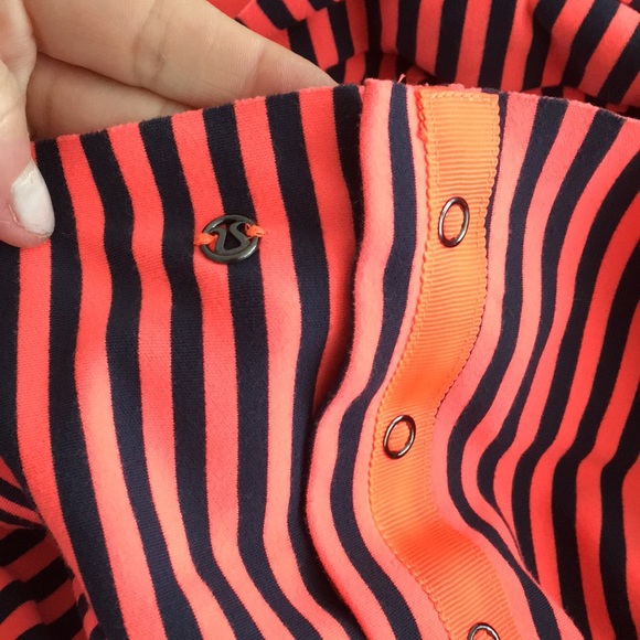 lululemon athletica Accessories - Lululemon coral/orange and navy striped scarf